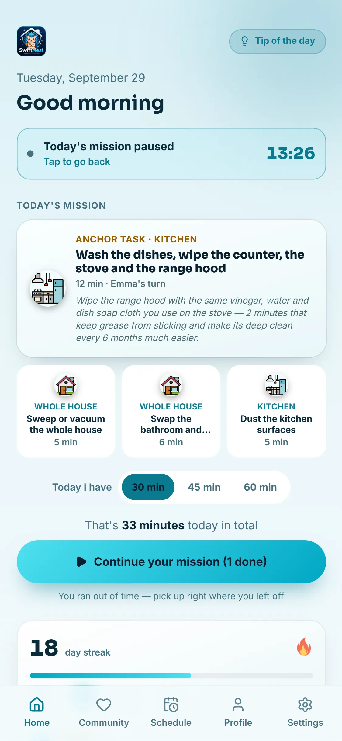 Today's mission: pause and pick up where you left off