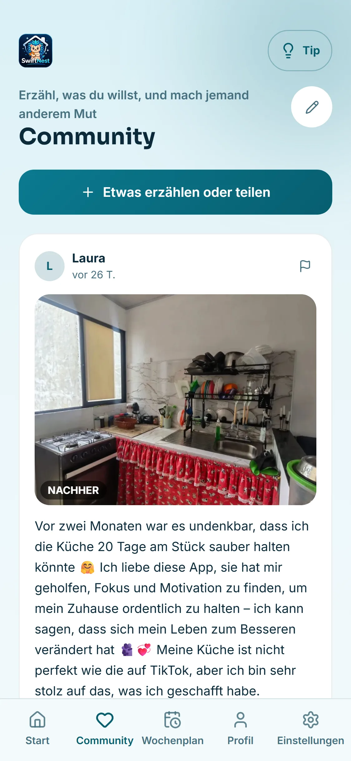 Teile deinen Fortschritt und hol dir Zuspruch