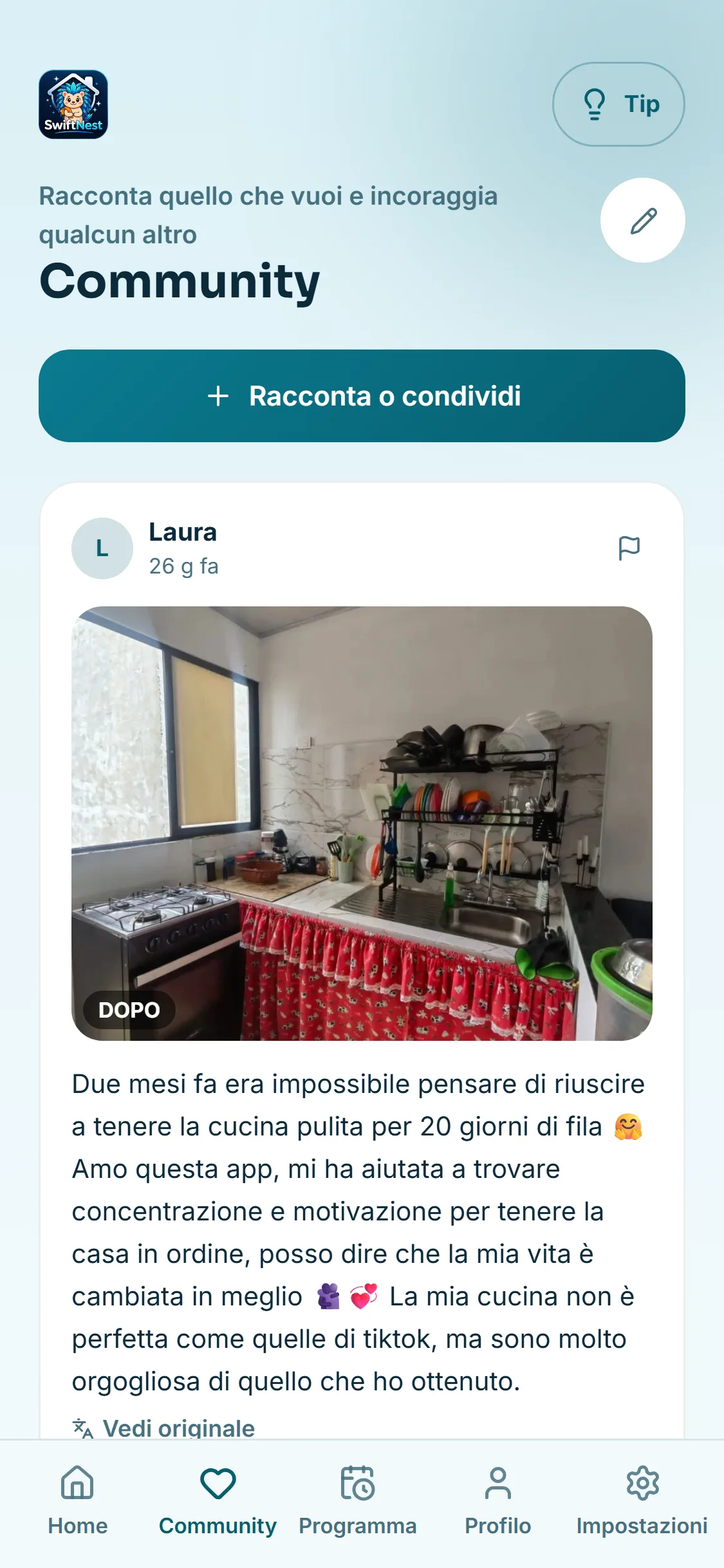 Condividi i tuoi progressi e ricevi incoraggiamento