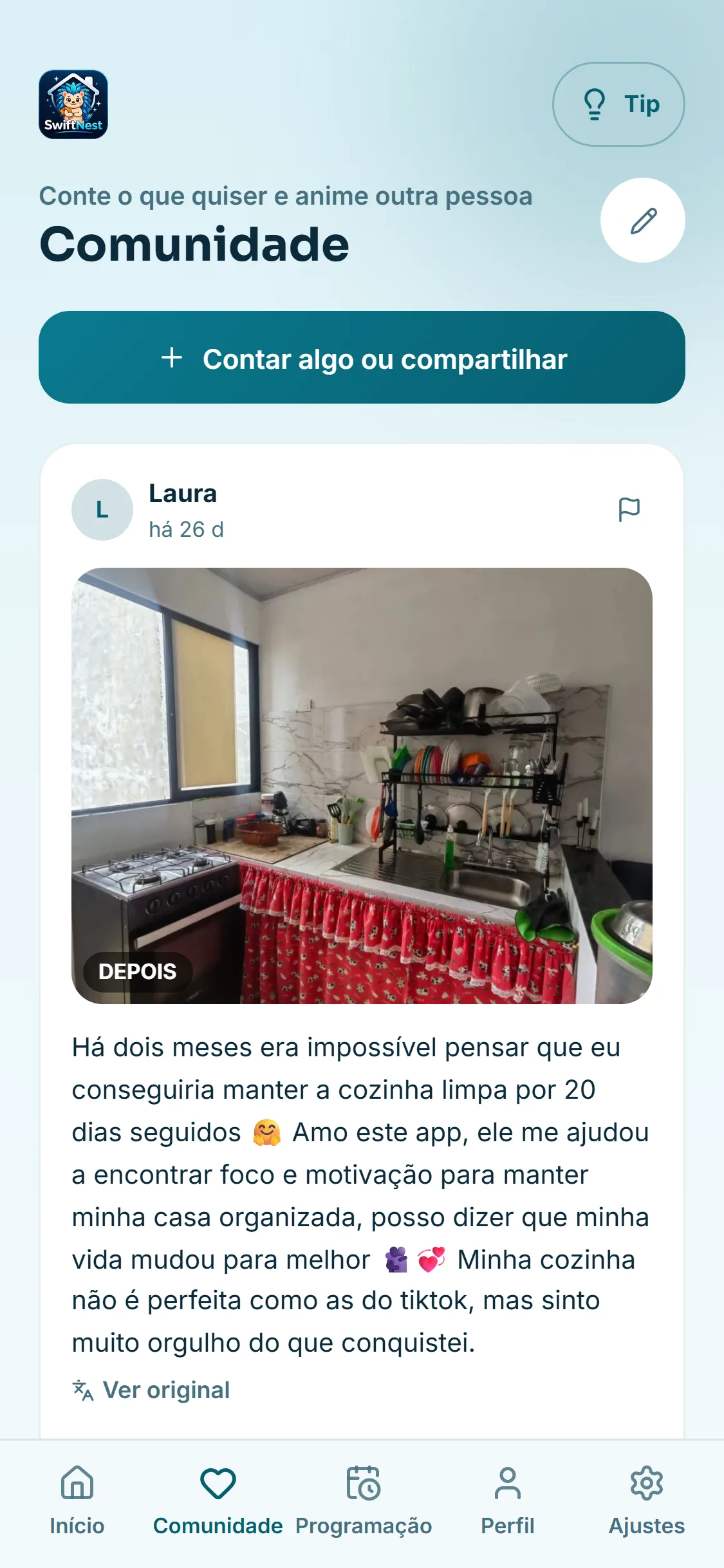 Compartilhe seu progresso e receba apoio