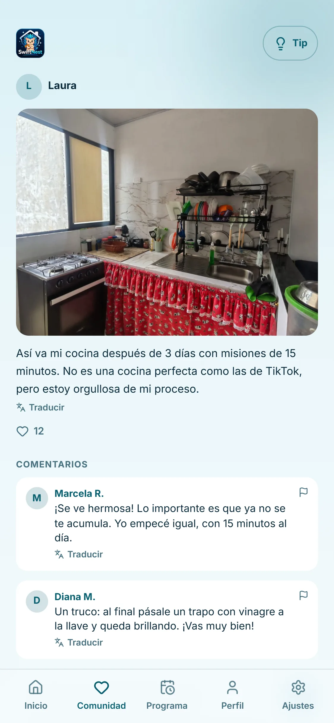 Comparte tu avance y recibe ánimo (publicación de ejemplo)