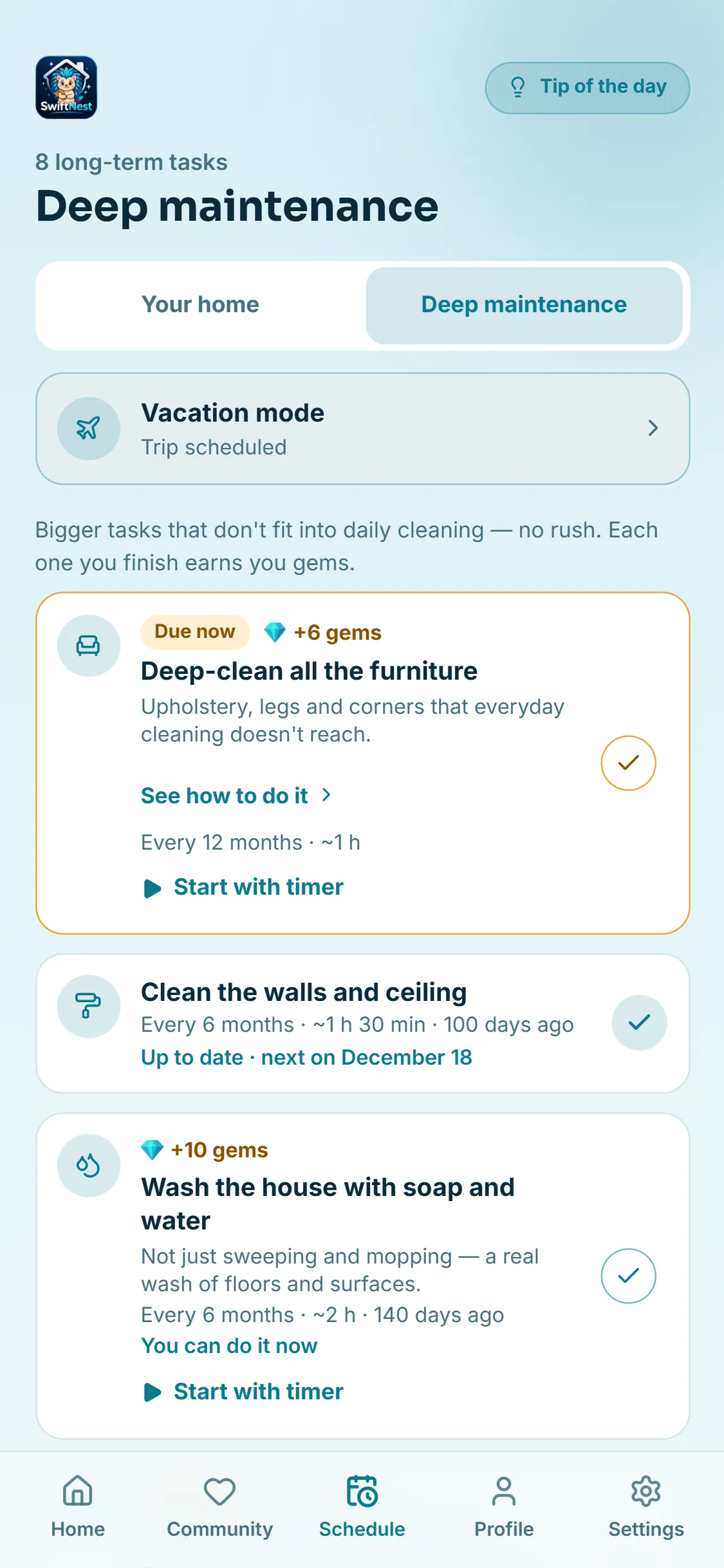 The big tasks, so they never slip your mind