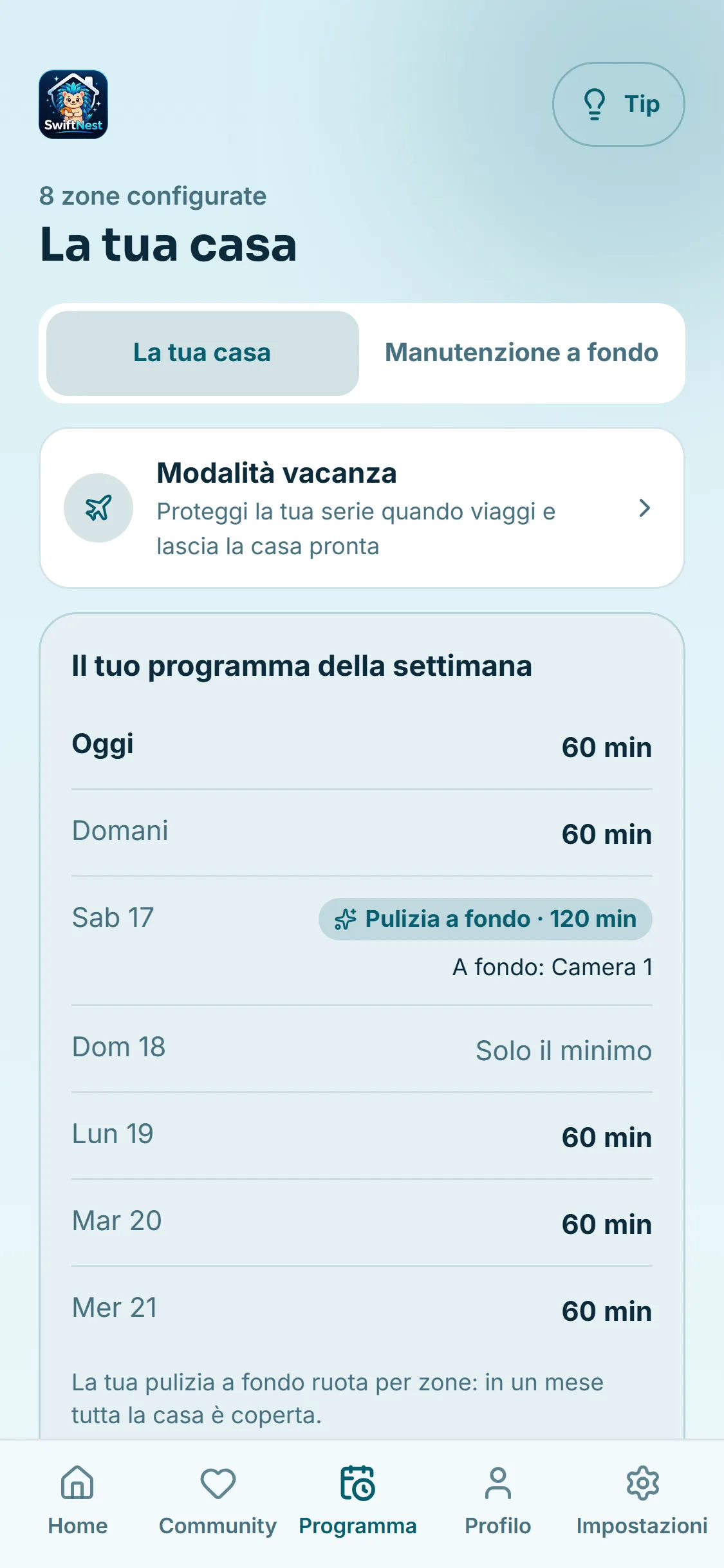 La tua settimana, con la pulizia a fondo per zona