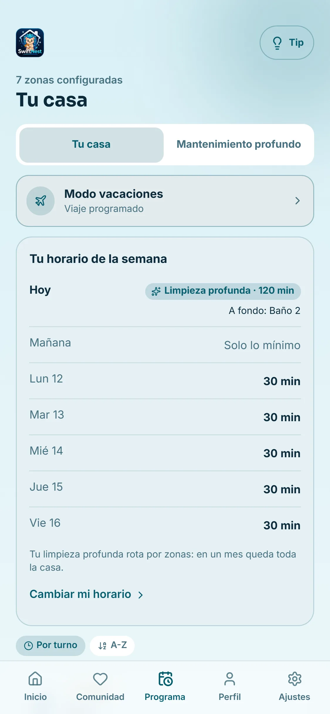 Tu semana, con tu limpieza profunda por zonas