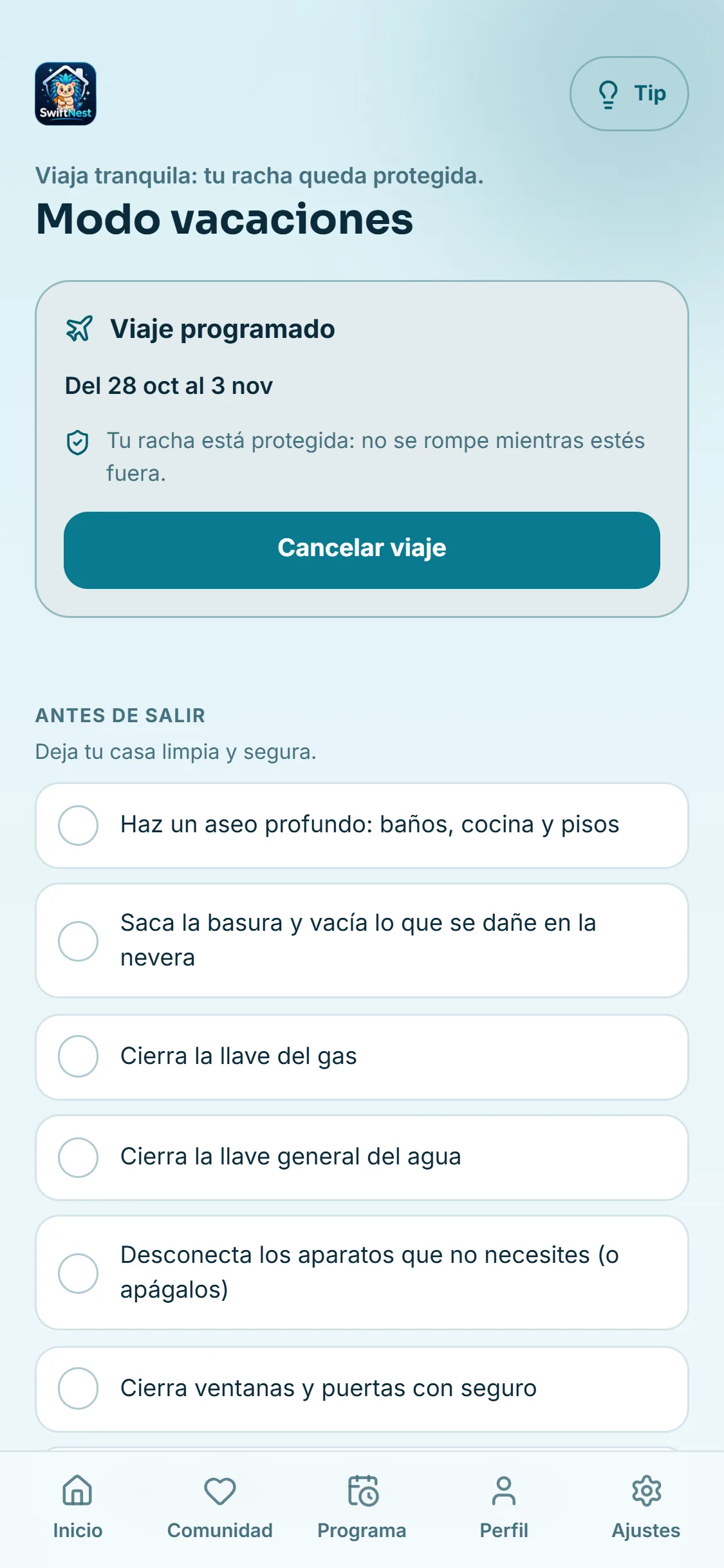 Viaja tranquila: tu racha queda protegida